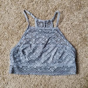 4/$10 aerie Gray Lacy High Neck Bralette